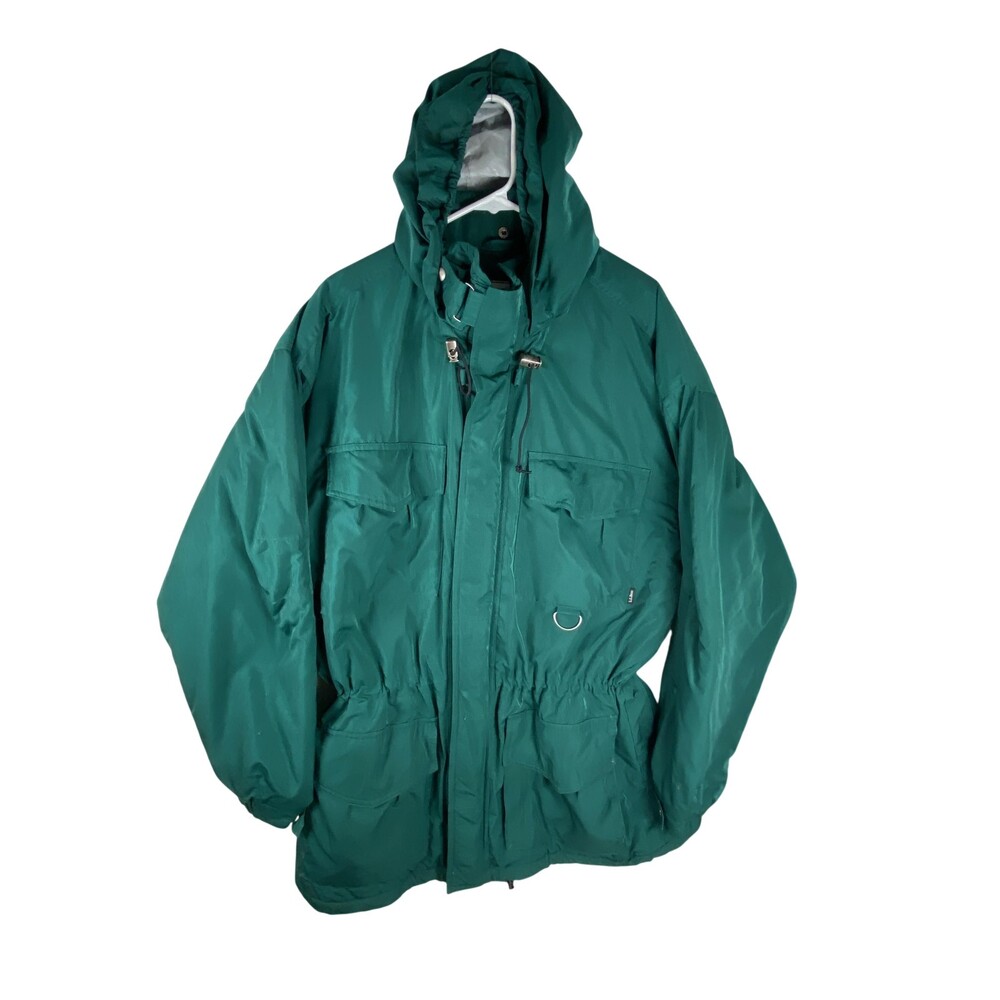 LL Bean Parka Coat Mens Large Green Primaloft Insulated Hooded Winter Puffer